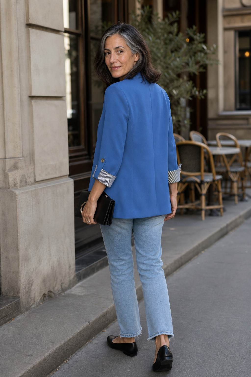 Cuffley – Striped-Cuff Roll-Sleeve Tailored Blazer