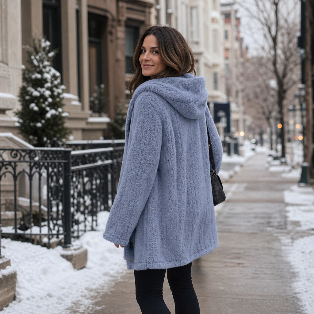 Wearbella – Hooded Button-Up Chunky Knit Cardigan