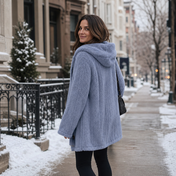 Wearbella – Hooded Button-Up Chunky Knit Cardigan