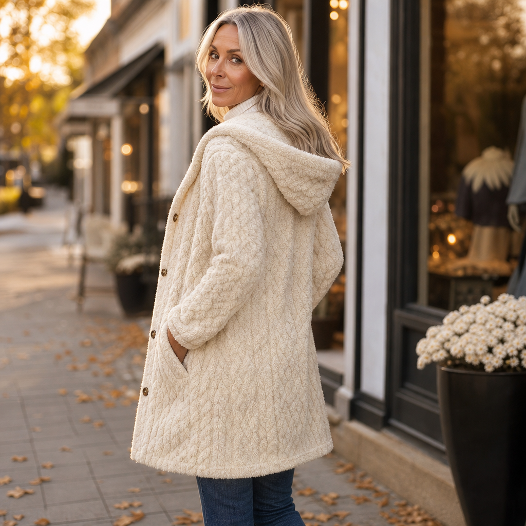 Cinchwarm – Cable-Knit Hooded Long Cardigan