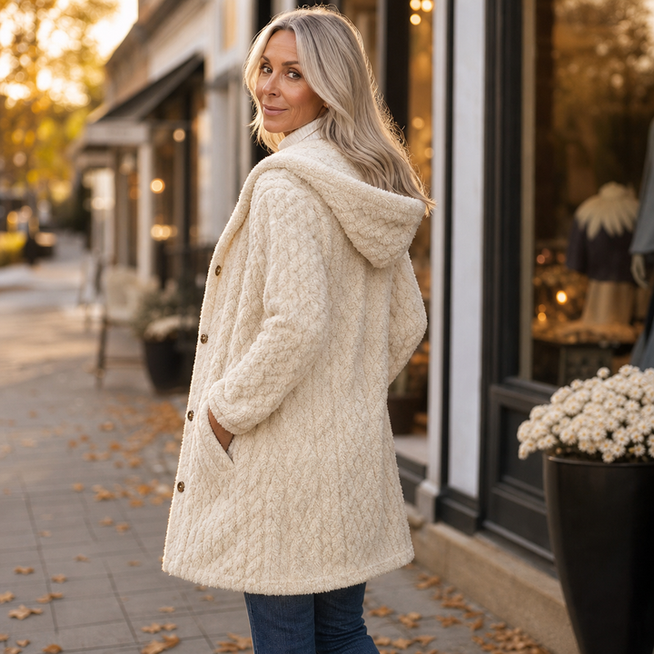 Cinchwarm – Cable-Knit Hooded Long Cardigan