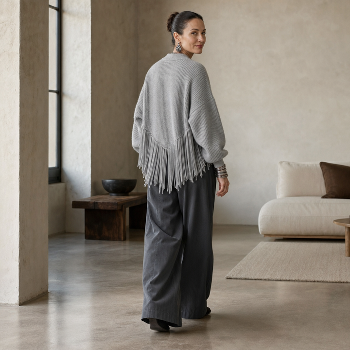 Overa – Long Fringe Open-Front Cardigan