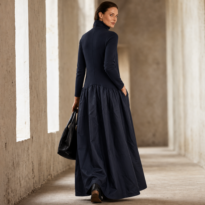 Sloane – Oversized High-Neck Gathered Maxi Dress