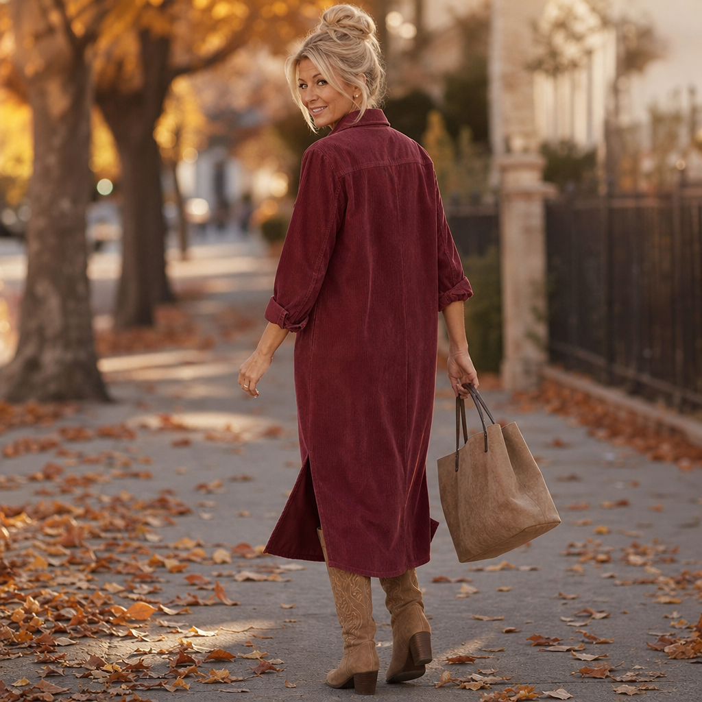 Wearlyn – Ribbed Button-Front Shirt Dress