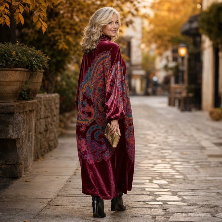 Overa – Paisley Velvet-Look Maxi Dress