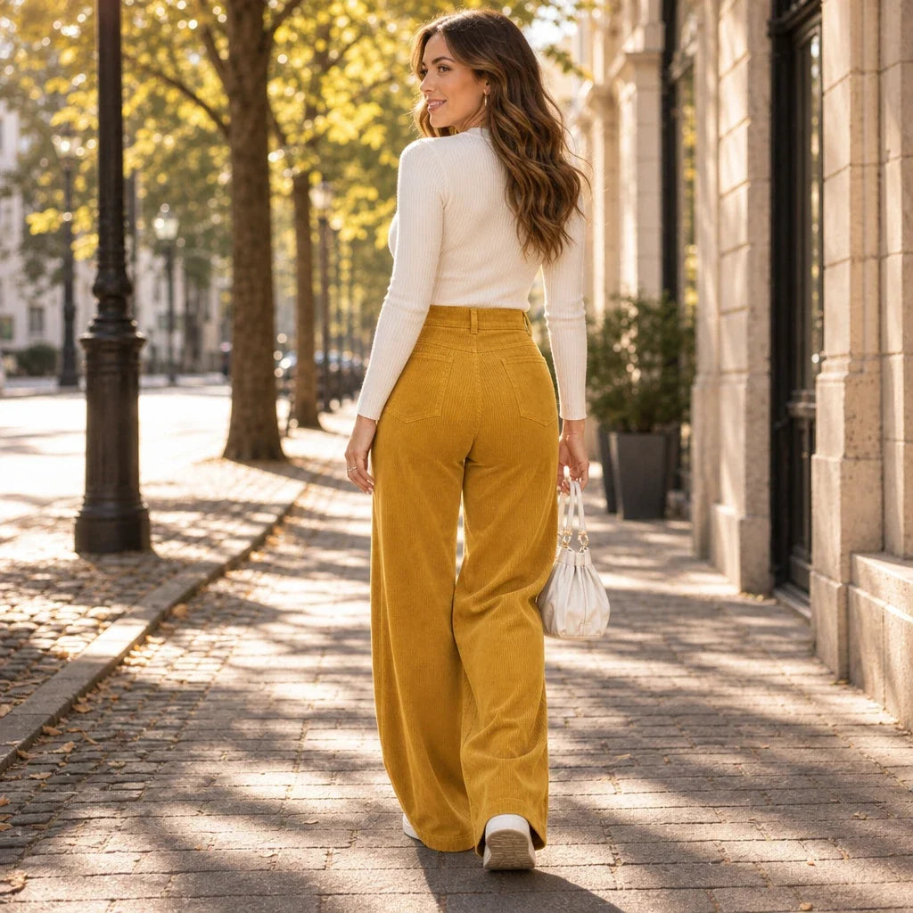 Cordelia – High-Waisted Wide-Leg Corduroy Trousers