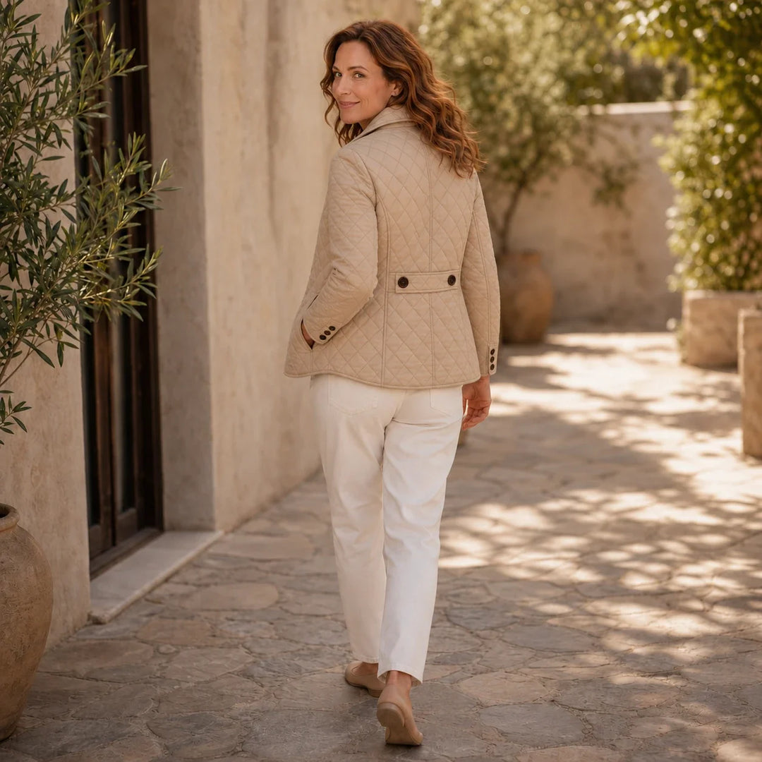 Loredana – Button-Front Quilted Mid-Season Jacket