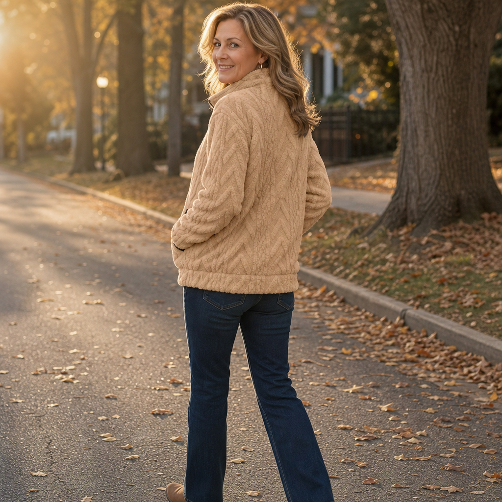 Plushly – Fuzzy Half-Zip Kangaroo Pocket Pullover