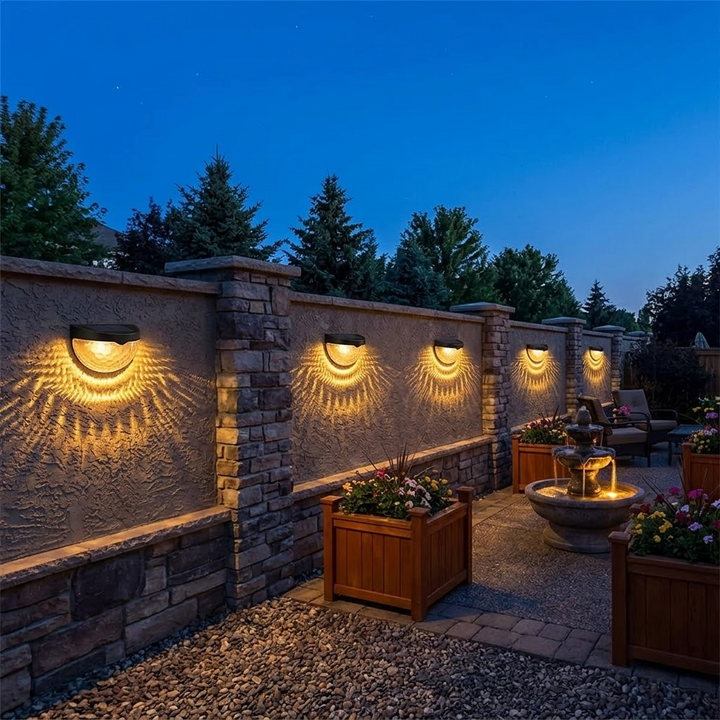 Lumora™ – Decorative Solar Fence Lights with Warm Scallop Glow (6 pack)