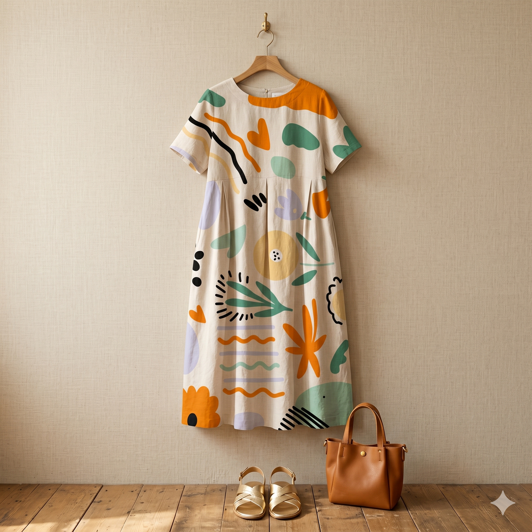 Luna™ – Artsy Print Midi Dress for Curves