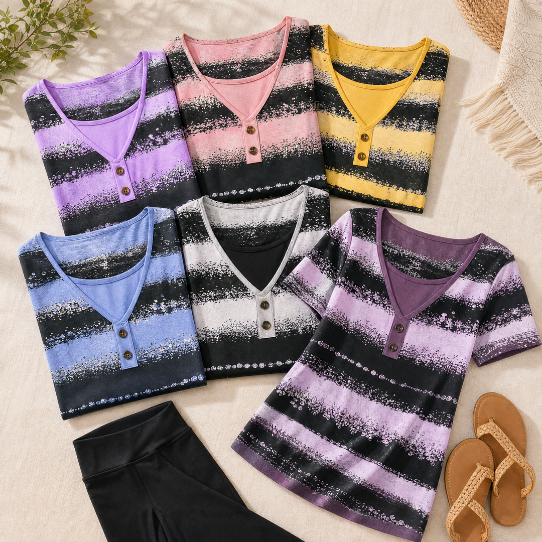 Vesper™ — Flowy Watercolor Henley for Easy Summer Style