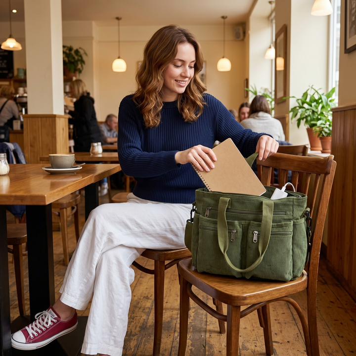 Lunavia™ - Corduroy Utility Tote with 6 Pockets