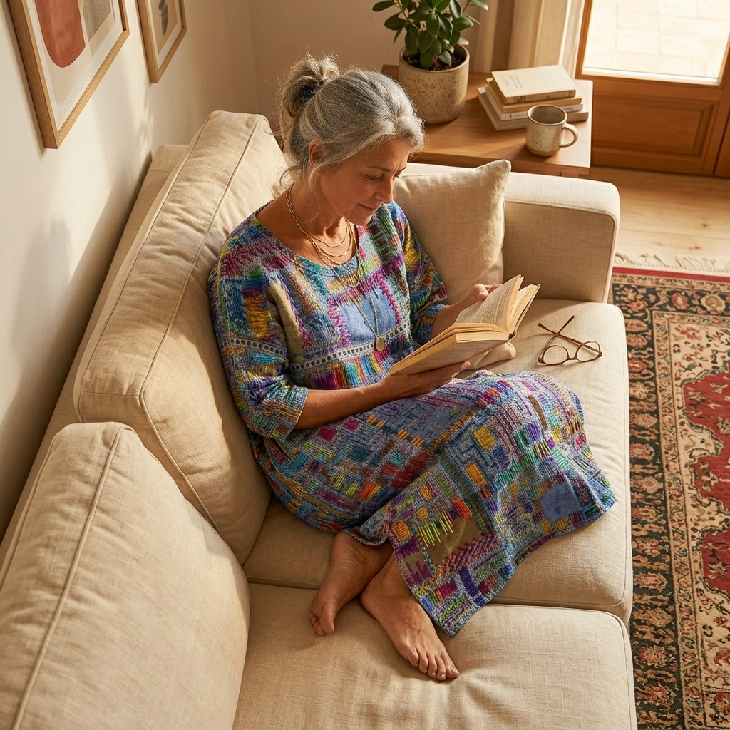Tessara™ – Artisan Print Midi Dress with Pockets