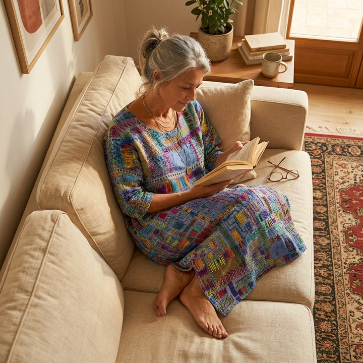Tessara™ – Artisan Print Midi Dress with Pockets