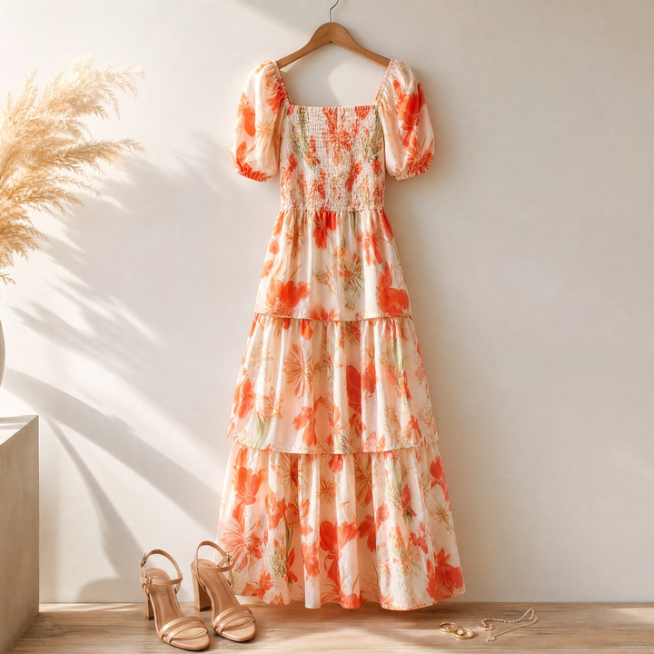 Florenza™ – Smocked Square-Neck Floral Maxi