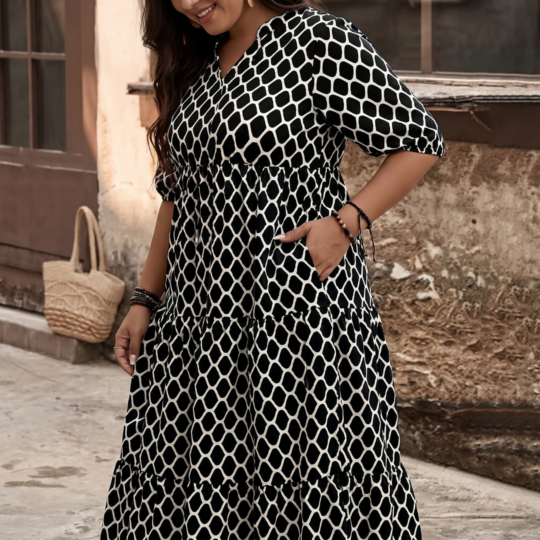 Curvella™ – Boho Maxi Dress with Pockets