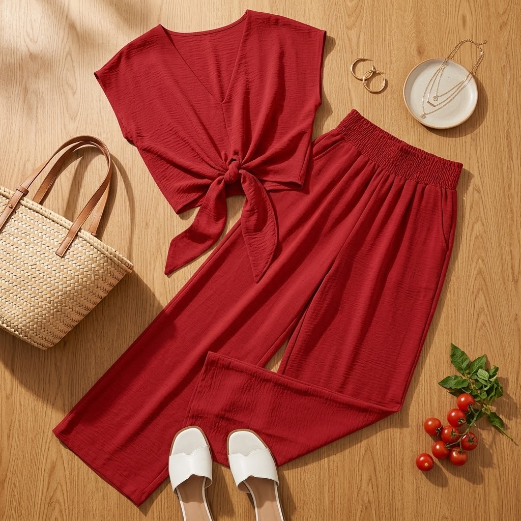 Solenza™ Flattering Two-Piece Set with Wide-Leg Pants