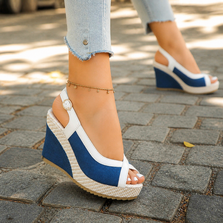 Veluna™ – Cushioned Peep-Toe Wedge Sandals for Summer