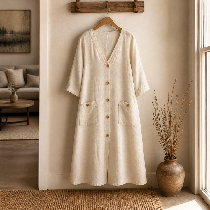 Linora™ – Button-Front Midi Dress