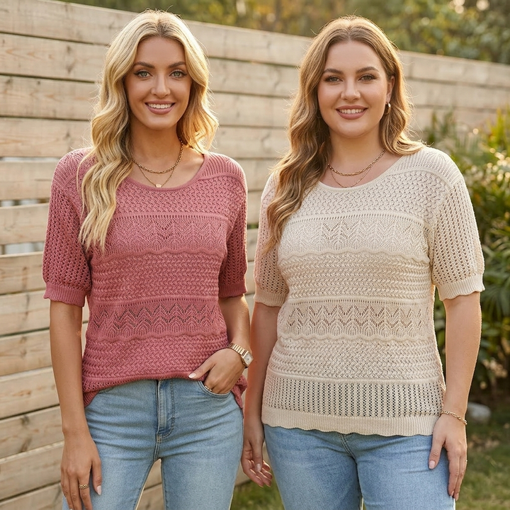 Wovelle™ – Textured Knit Top for Warm Days