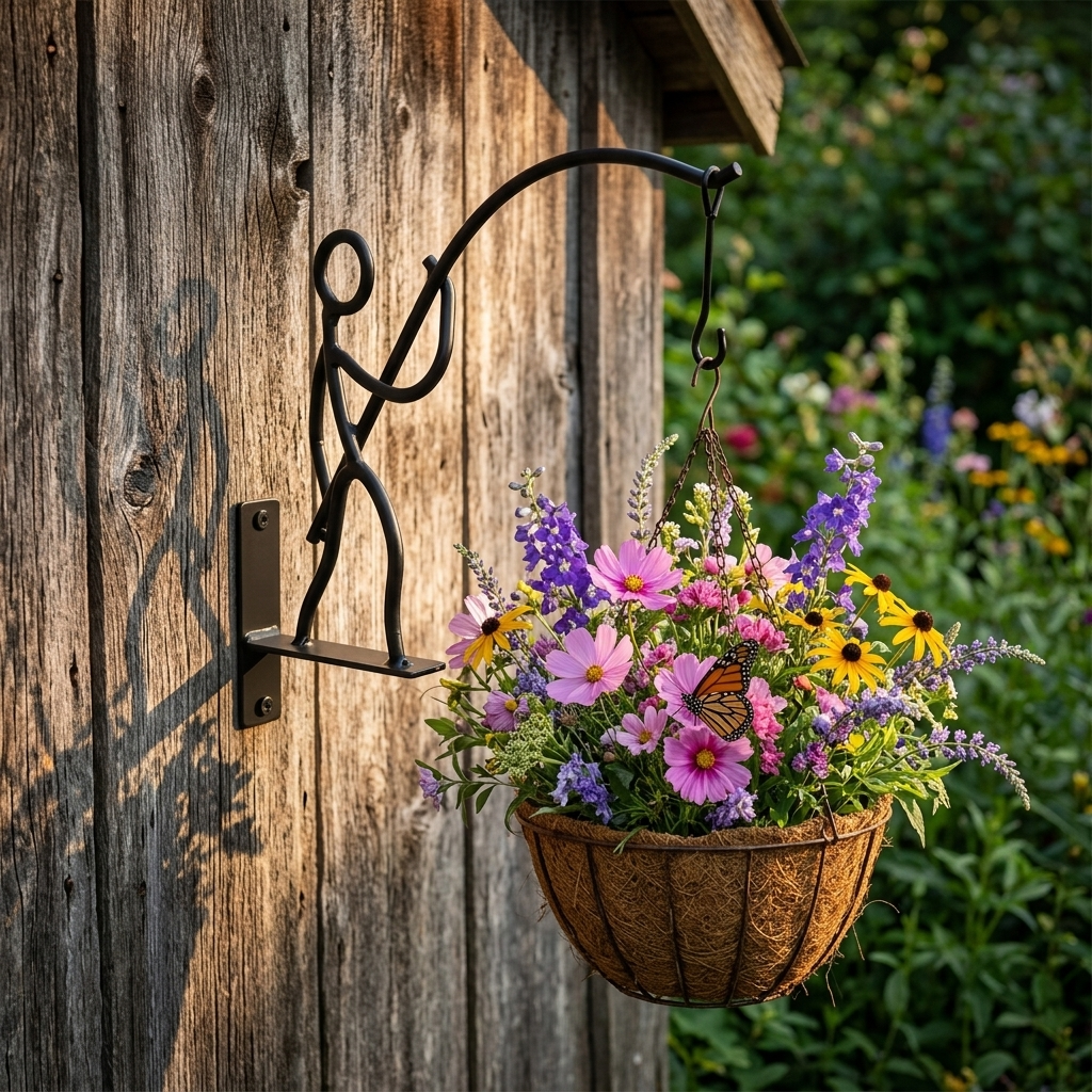 Ironley™ Hand-Forged Iron Fisherman Garden Bracket