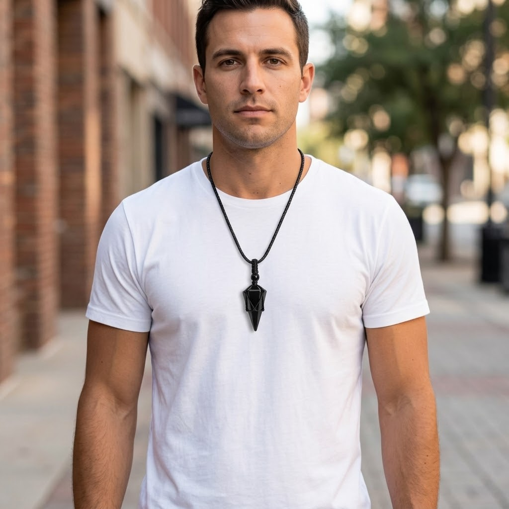 Noctera™ – Macramé-Wrapped Obsidian Pendant
