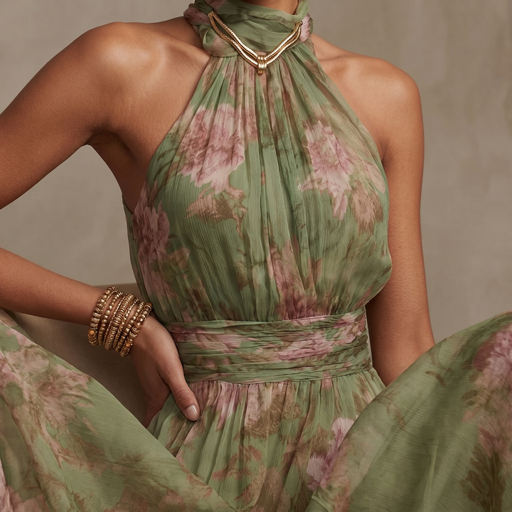 Rosalie™ – Flowy Sage Floral Summer Maxi