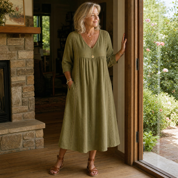Virella™ – Relaxed Midi Dress with Pockets
