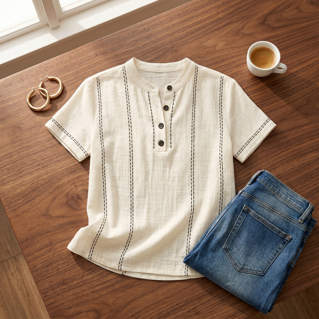 Lunavia™ – Stitched Henley Top