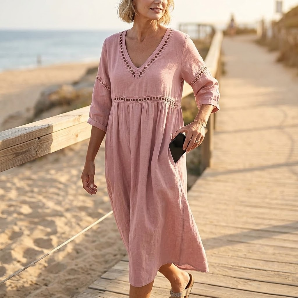 Solmera – Crochet Trim Midi Dress