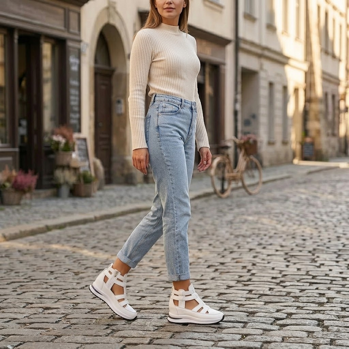 Veluna™ - Caged Wedge Sandals with Hidden Platform