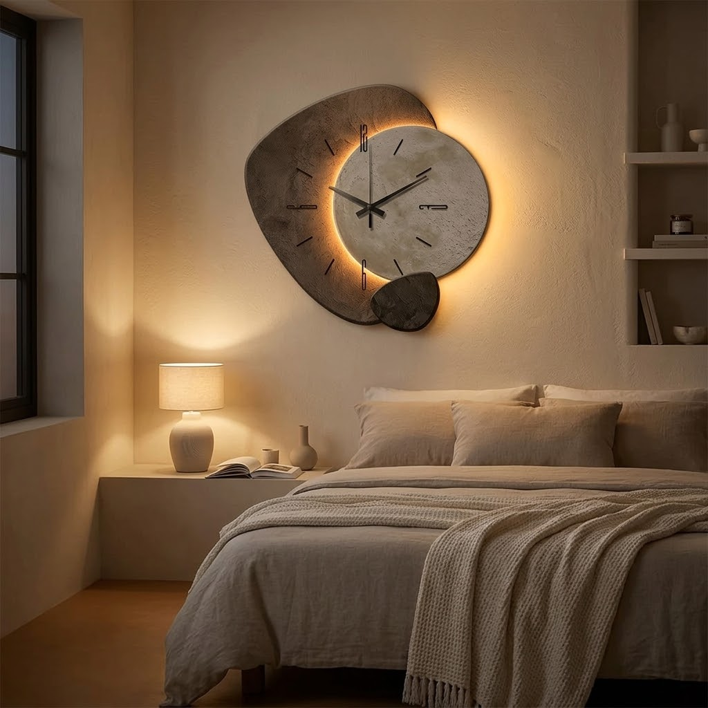 Lunara™ – Moon-Lit Wall Clock with Warm Backlight