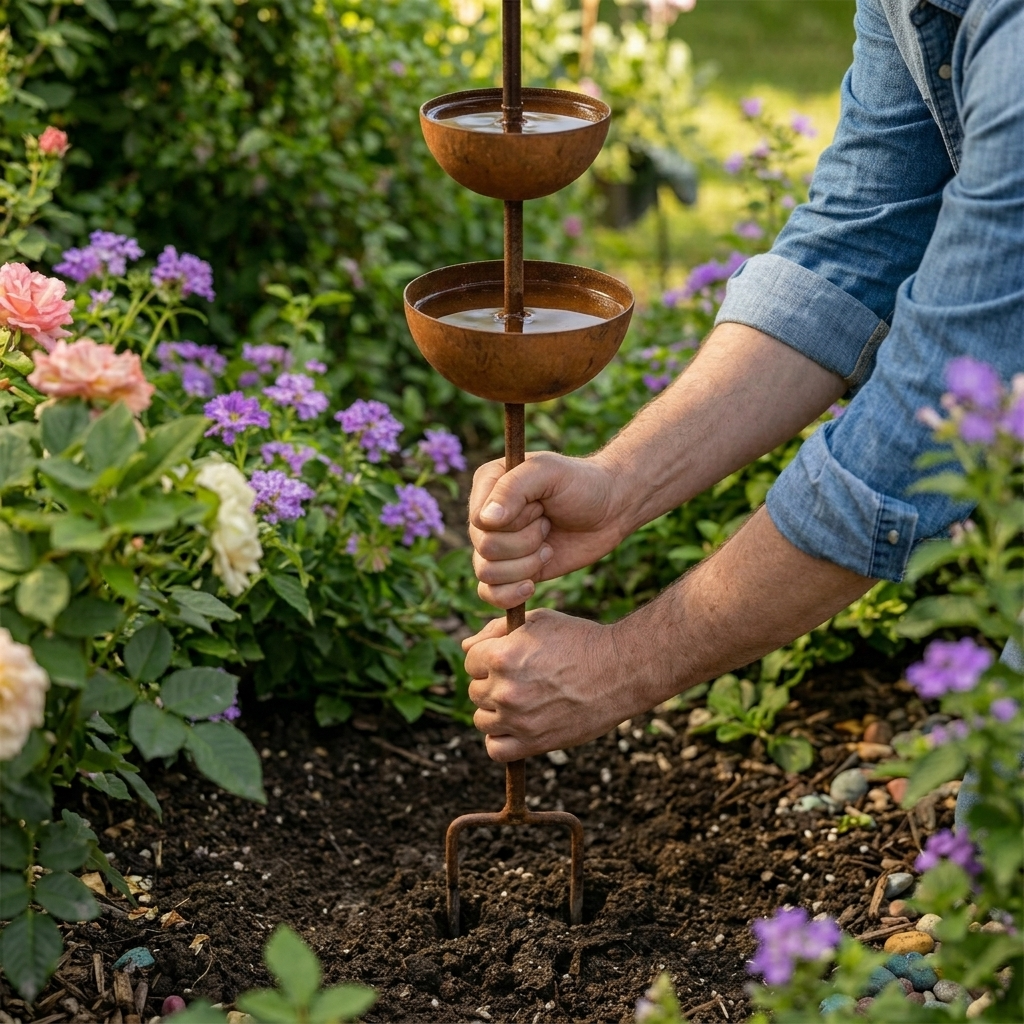 Birdwell™ – Rustic Copper Bird Bath Garden Stake