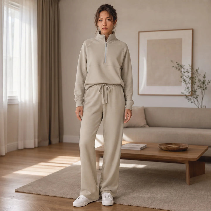 Ease & Elsewhere – Ribbed Oversized Top And Wide-Leg Pants Set