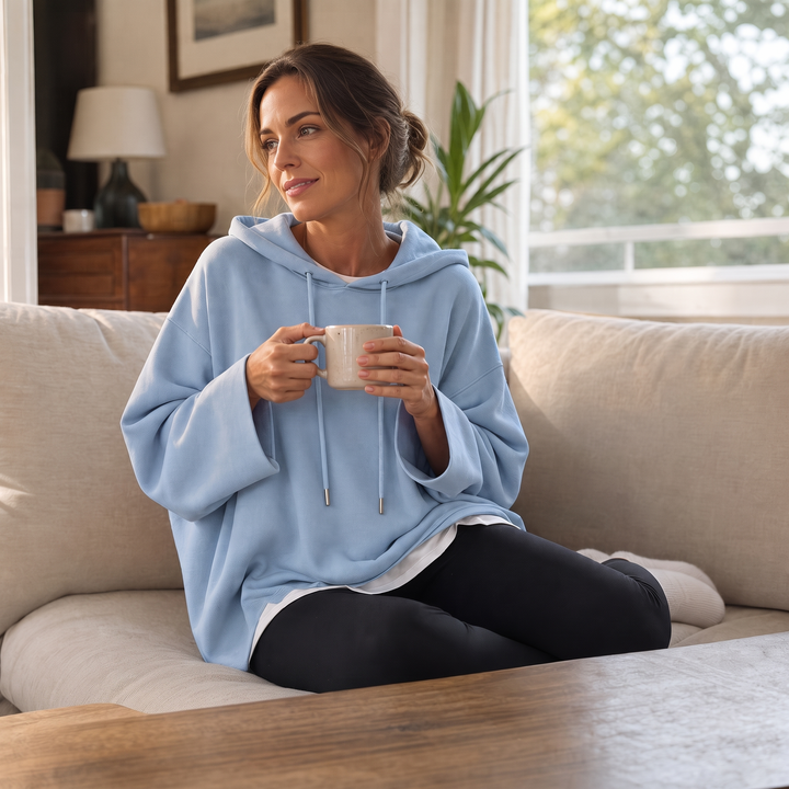 Wearlyn – Oversized Half-Sleeve Hooded Poncho Sweatshirt