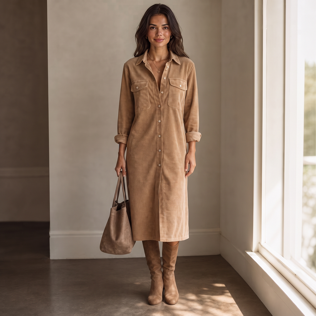 Lova – Satin-Look Midi Shirt Dress