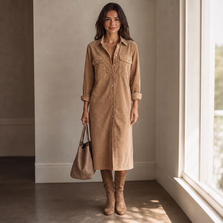 Lova – Satin-Look Midi Shirt Dress