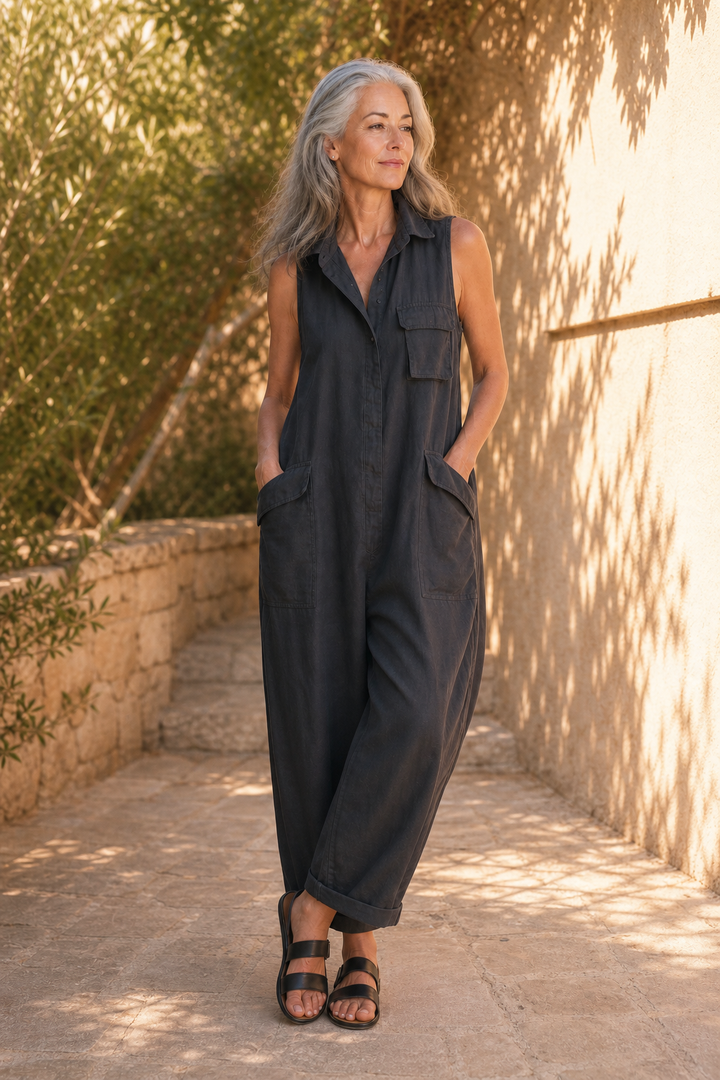 Isla Belle – Open High-Neck Oversized Flowy Jumpsuit