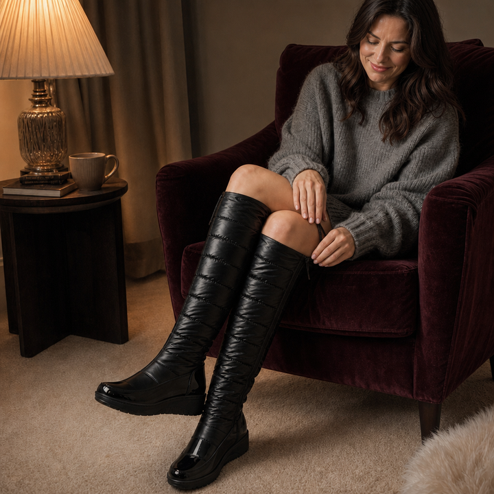 Wearbella – Plush-Lined Bow Over-The-Knee Snow Boots