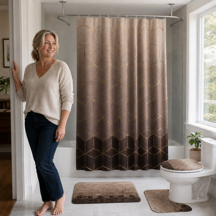 Marbella – Marble Print Waterproof Shower Curtain Set