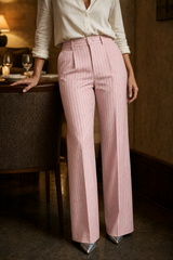 Longline – Pinstripe High-Waisted Wide-Leg Trousers