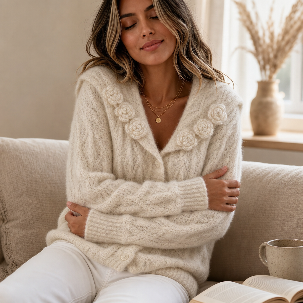 Sailmara – Sailor Collar Crochet Knit Cardigan