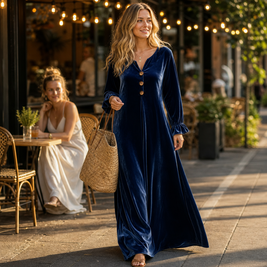 Veloura – Ruffled Sleeve Maxi Dress