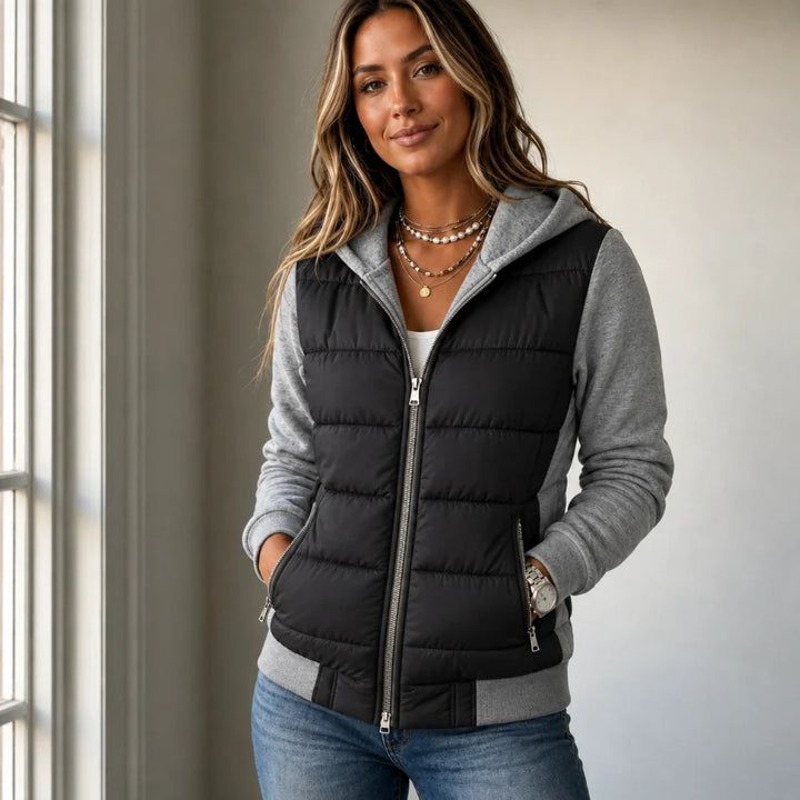 Layerelle – Quilted Panel Hooded Knit Jacket