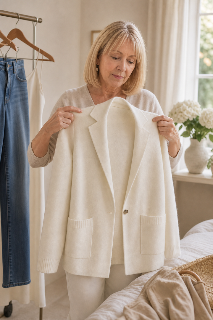 Lapelle – Structured Notch Lapel Flat-Knit Cardigan