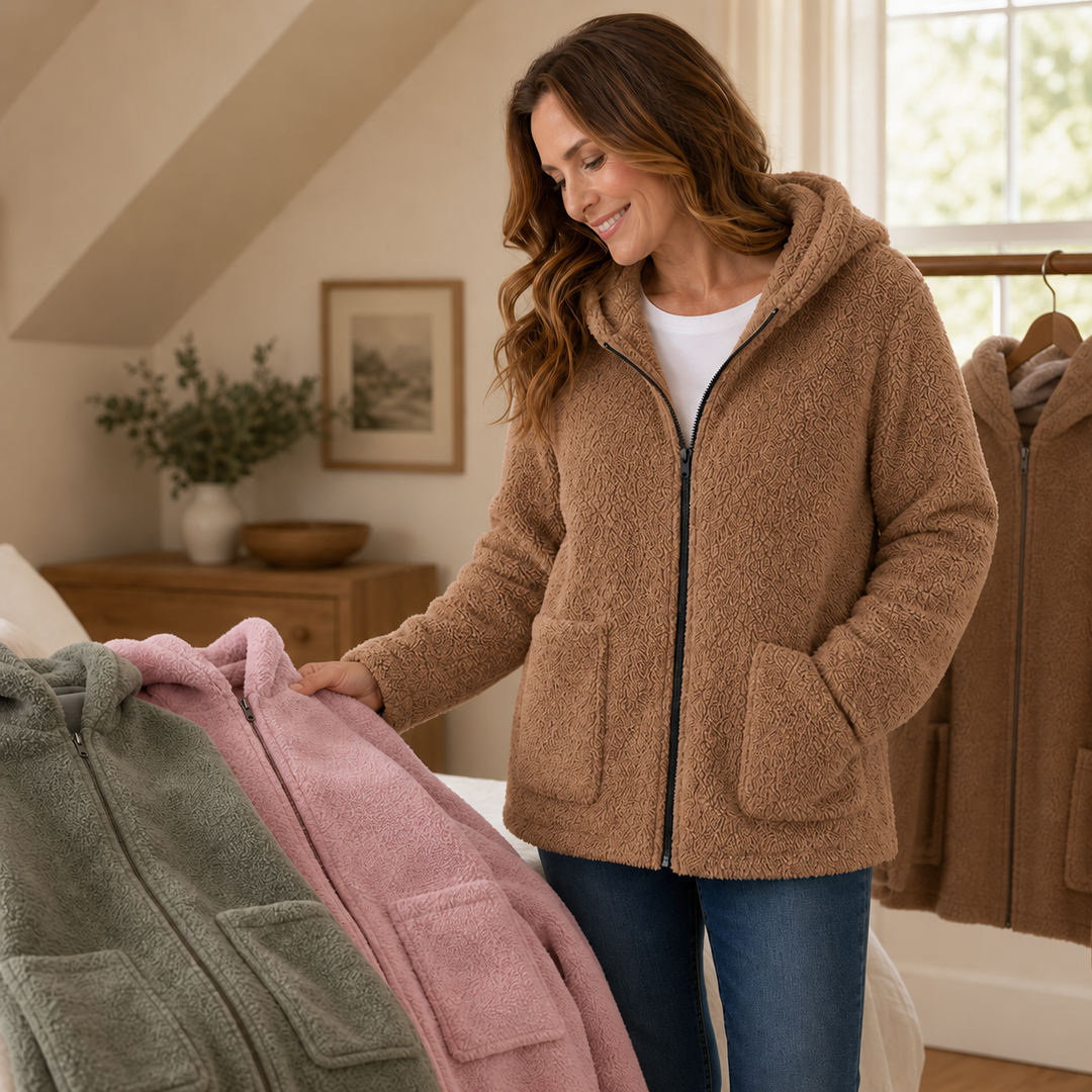 Cozyelle – Plush Fleece-Look Hooded Jacket