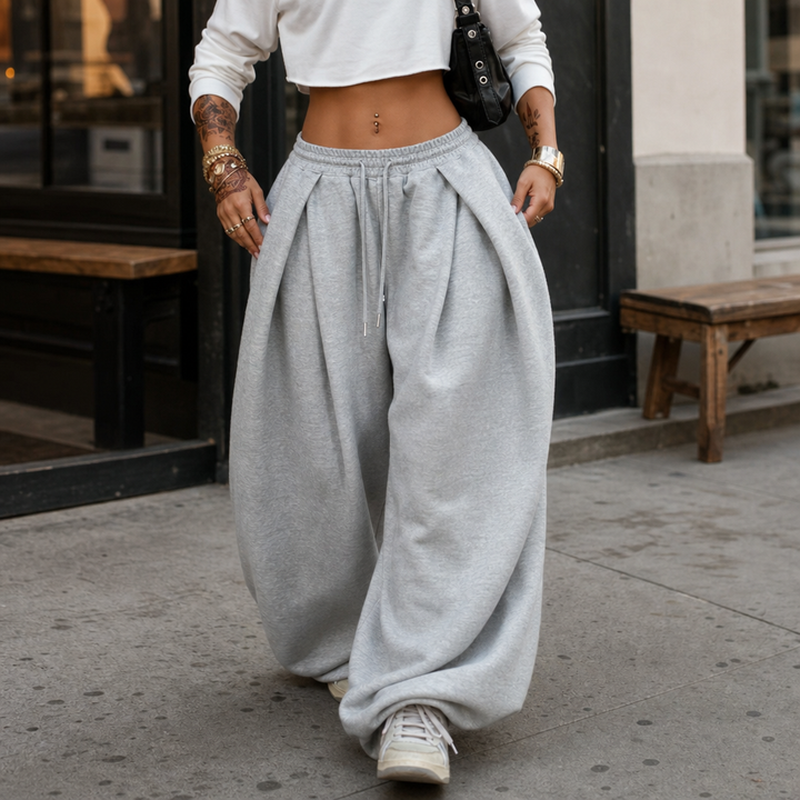 Wearbella – Pleated High-Waist Wide-Leg Sweatpants