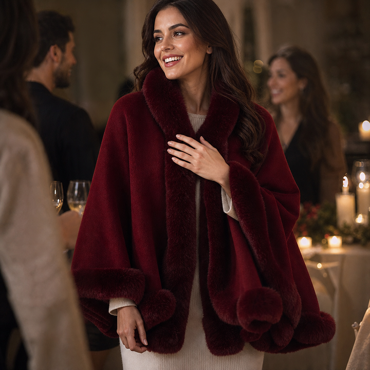 Wearbella – Trimmed Hooded Knit Cape Coat