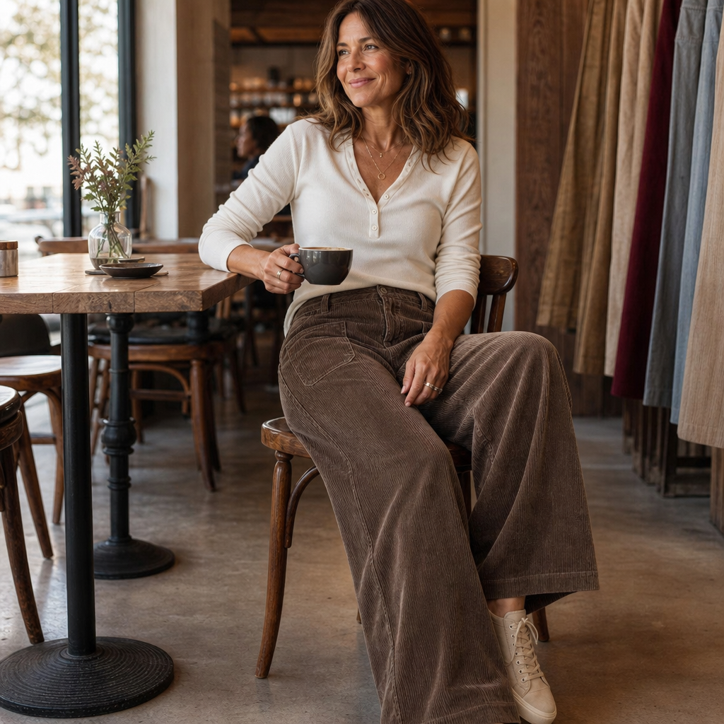 Lunetta Pants – High-Waisted Stretch-Waist Wide-Leg Trousers