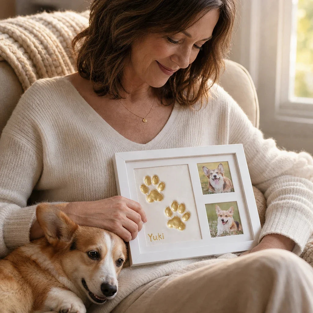 Pawprint Keepsake – Three-Window Paw Print Frame